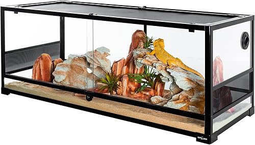 Miniatura 15 de REPTI ZOO Tanque grande de vidrio para reptiles de 34 galones, apertura frontal, puerta de doble bisagra de 24 x 18 x 18 pulgadas, terrario de