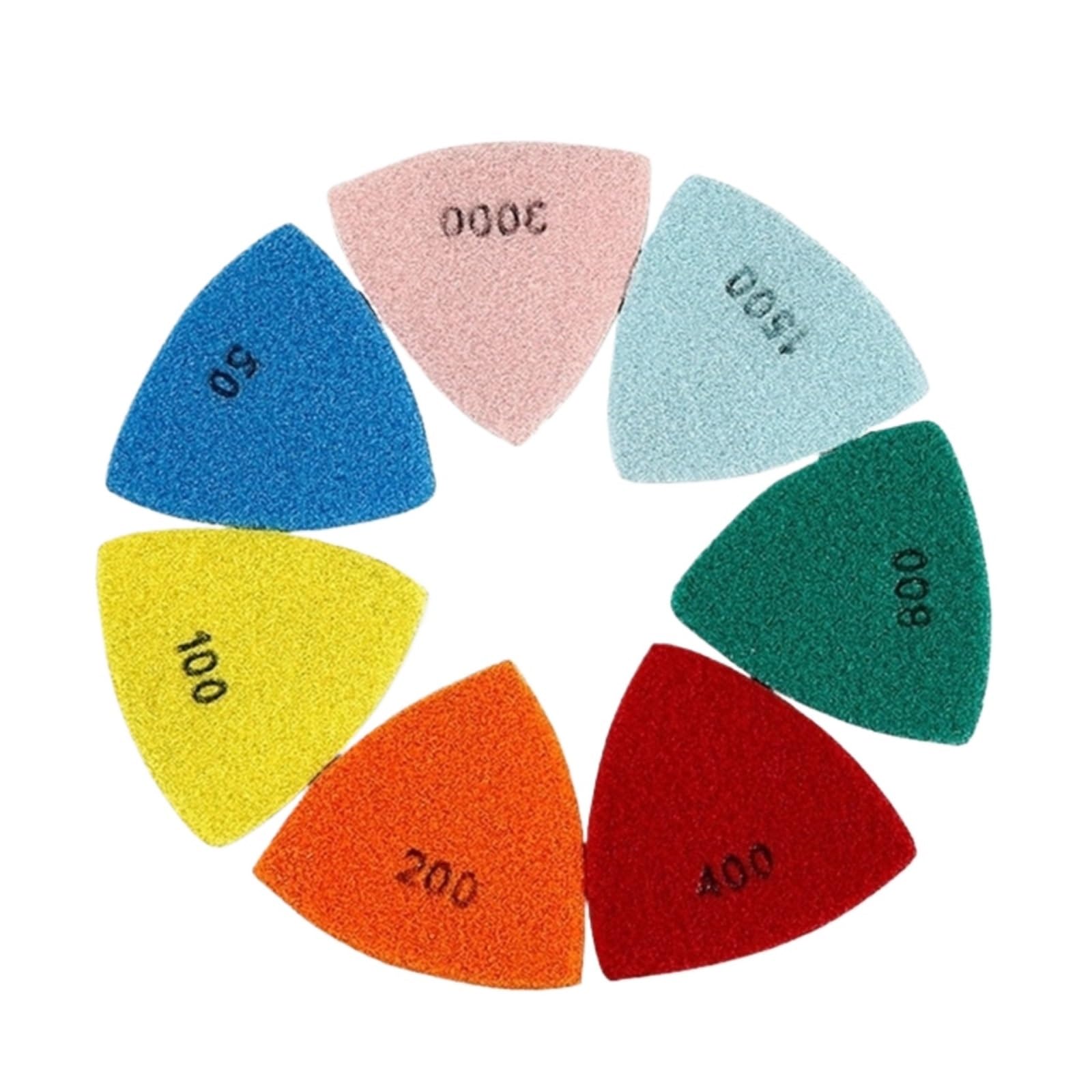 Discos de pulido de diamante con aglomerante de co Tampones for pulir en seco del diamante del triángulo de 90m m for el hormigón 7pcs del mármol del granito gruesos a finos(7PCS)