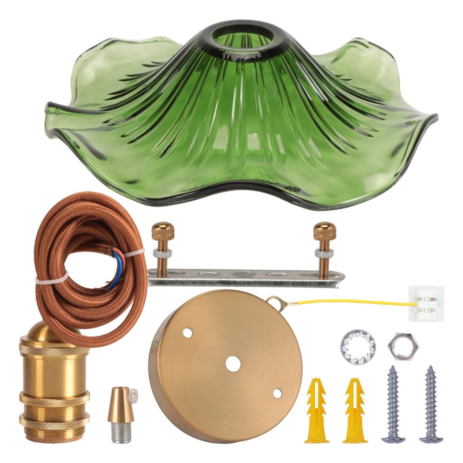 Set di 2 sospensioni in vetro industriale vintage lampada a sospensione E27 lampadario con paralume a forma di loto altezza regolabile plafoniere per cucina, sala da pranzo, camera da letto