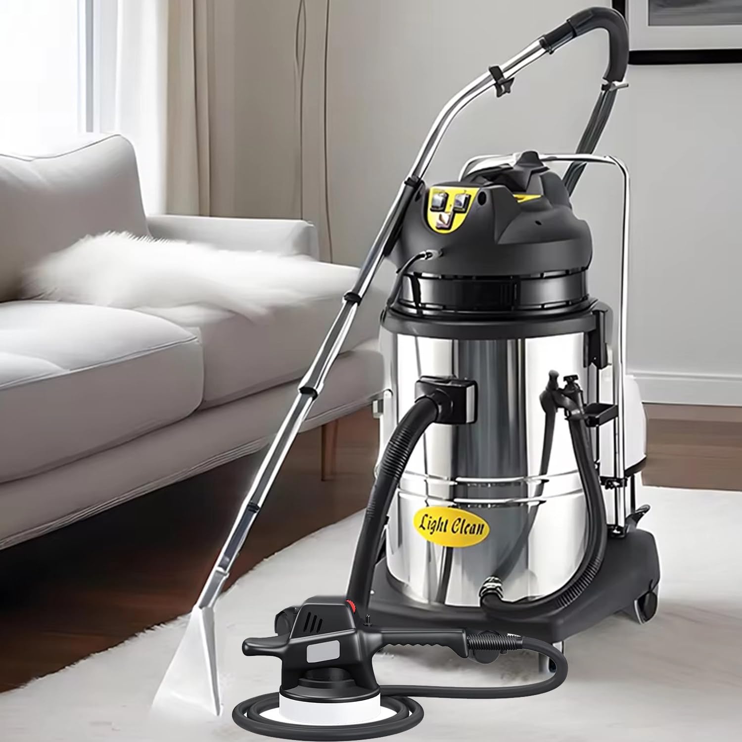 Qiang Aspirapolvere 3 in 1 per Tappeti e Divani, Serbatoio 20L/30L/40L/60L, Aspirazione Liquidi e Solidi, Acciaio Inox,7 Testine di Aspirazione,per Casa, Commerciale, Hotel e Autolavaggi 20L
