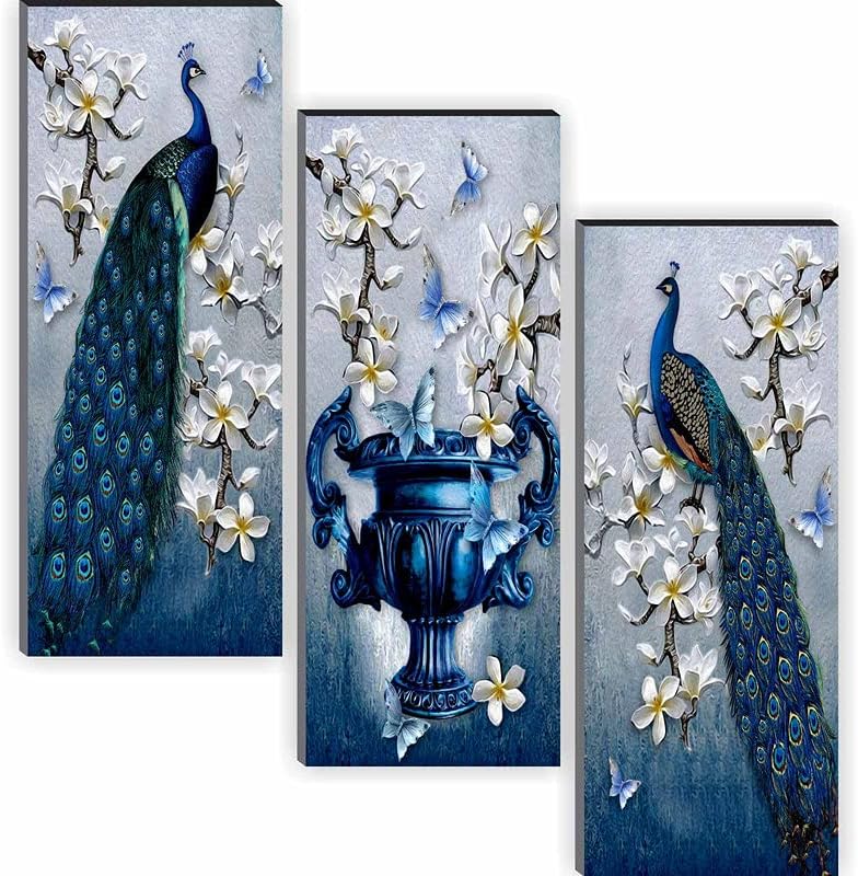 SAF paintings 6 MM MDF Peacock Designer Self Hanging Adhesive Digital Reprint 15 inch x 18 inch Painting SANFJ94-Multicolour