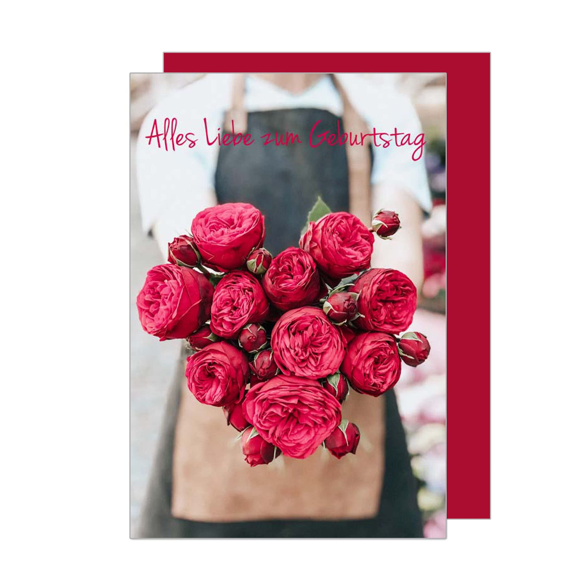 WBdesignz Geburtstagskarte Mit Umschlag – Rosa Blumen, DIN A6, 2er-Set, Premiumpapier 300 G/m²
