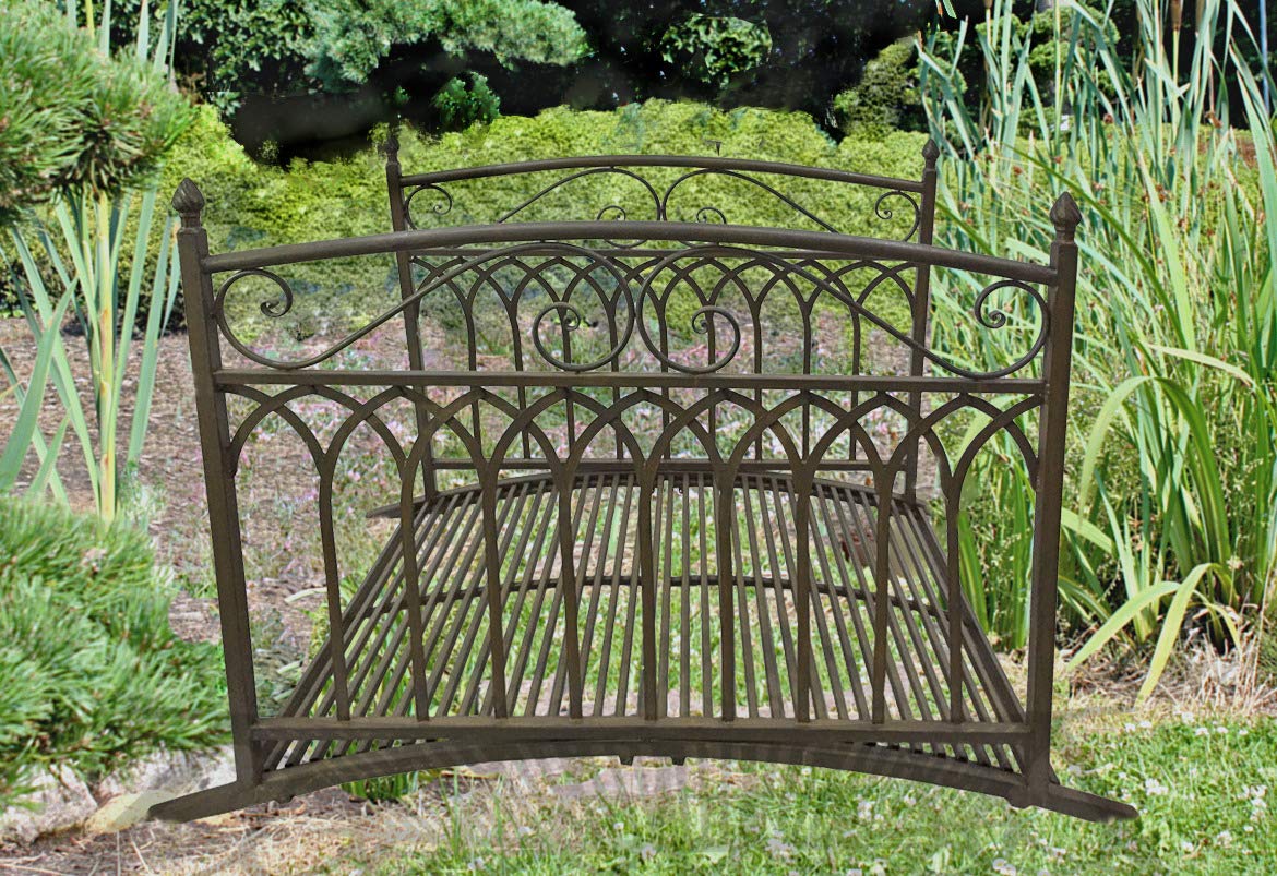 Ponte da giardino in acciaio, per laghetto, effetto anticato, per giardino, stagno, ringhiera