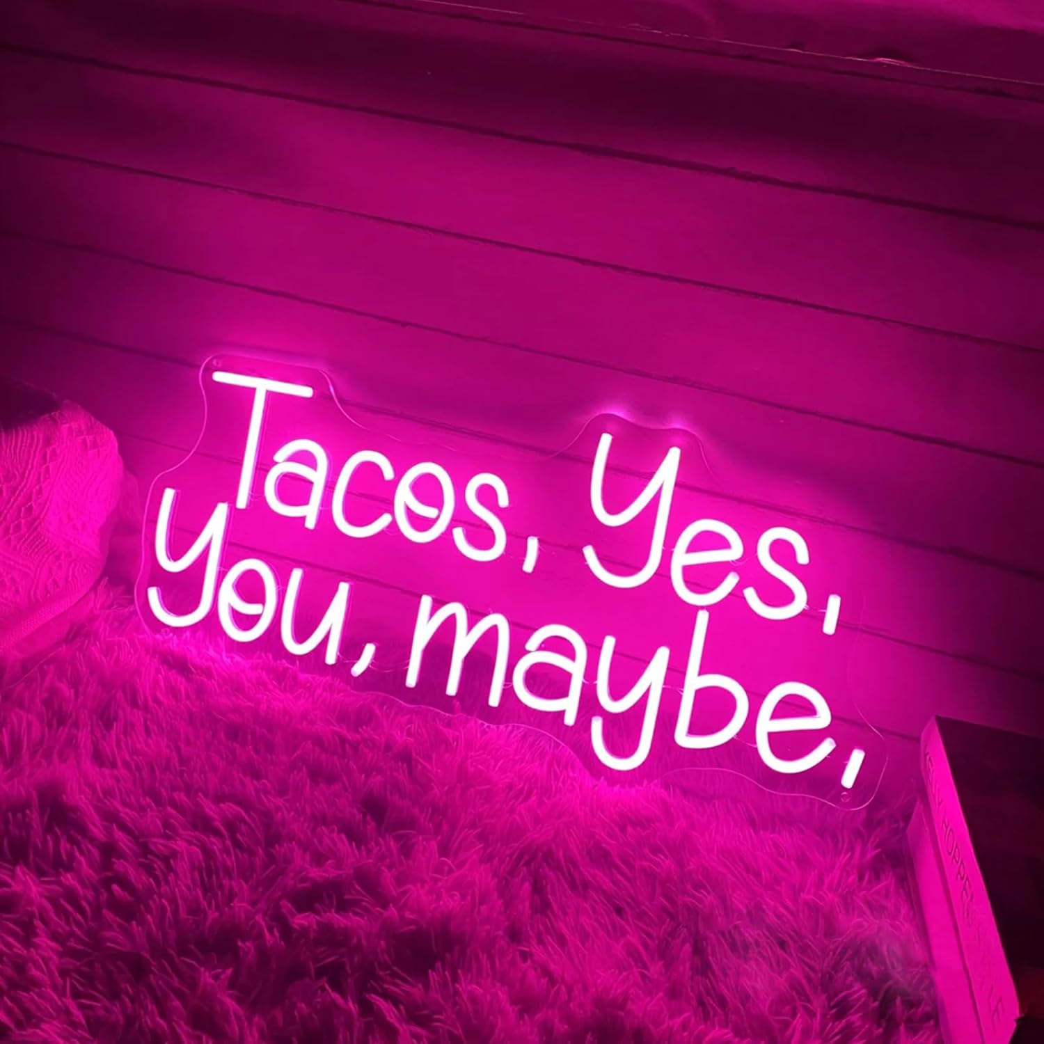 Tacos, Yes, You, Maybe Neon Sign Led Taco Neon Light Up Letter Wall Decor for Business Mexican Restaurant Tacos Party Bar Shop Man Cave Size: 20inch