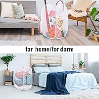 Vista 6 de BATTOO Cesta de lavandería desplegable de malla fuerte de lujo con bolsillo lateral para lavandería, baño, habitación de los niños, dormitorio