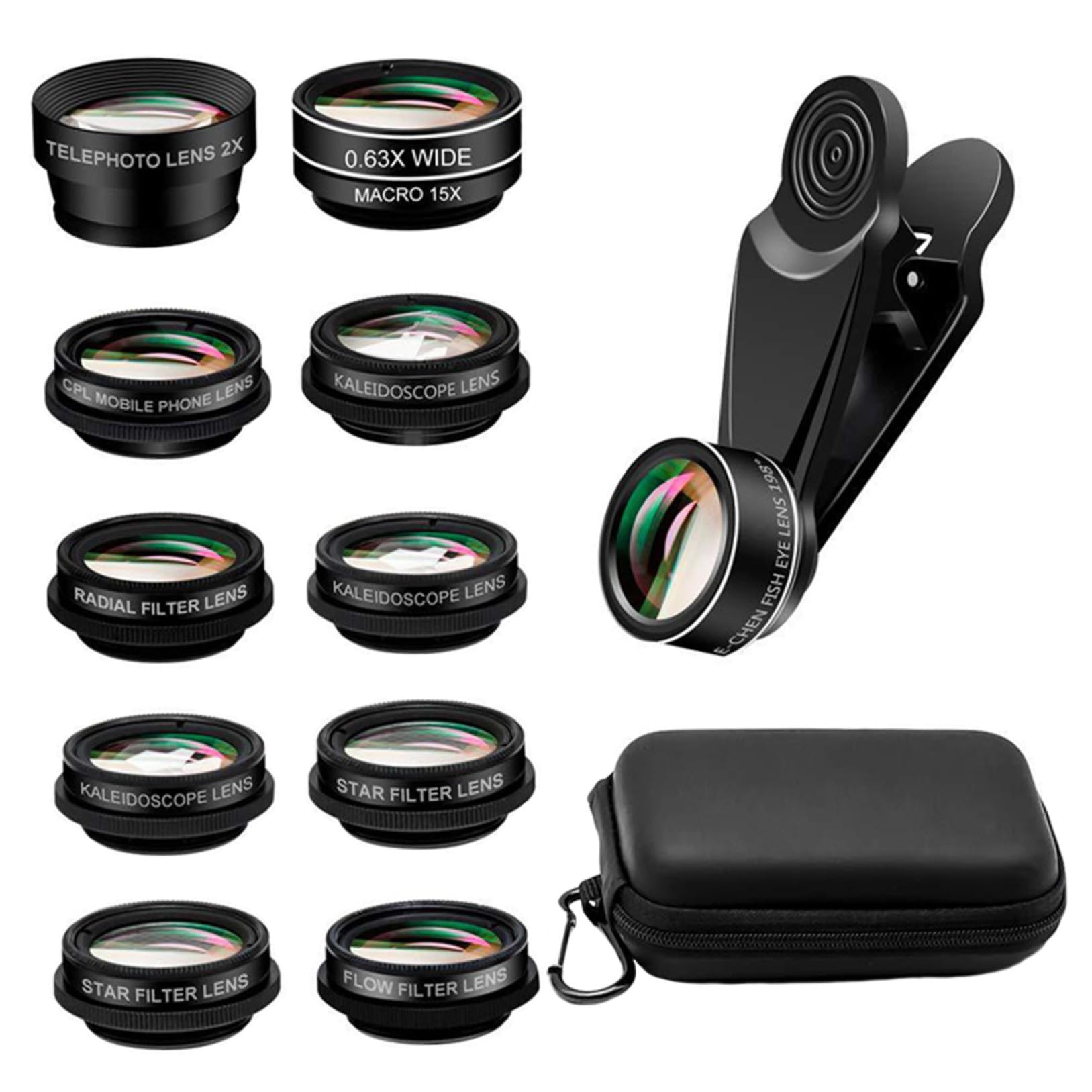 Set Obiettivi Fotocamera Telefono 10 in 1 Grandangolo