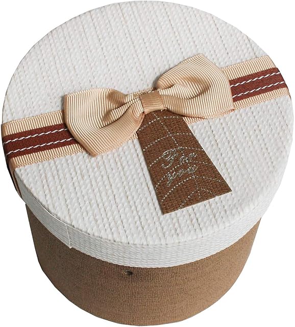 Emartbuy Gift Box, Brown Box with Textured Lid and Bow Decorative Finish
