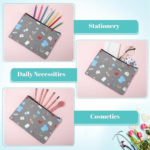 Miniatura 6 de Yahenda 10 bolsas de maquillaje para enfermera, regalo de enfermera, bolsa de cosméticos de lona, regalo de cumpleaños de Navidad para enfermeras,
