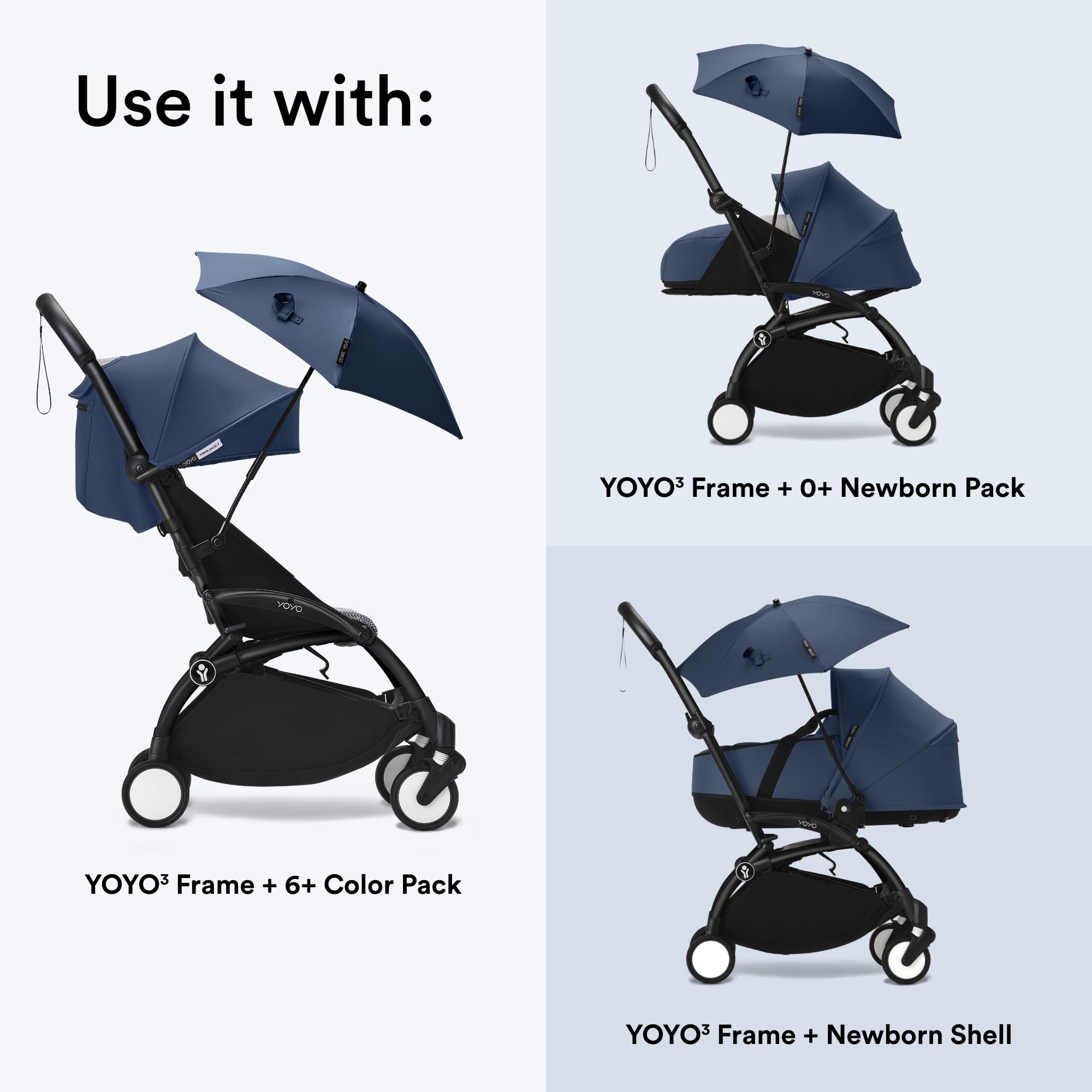 Stokke YOYO Parasol, Navy Blue, UPF 50+ Protection, Enhanced Opacity, Use on YOYO Stroller with 0+ Newborn Pack - Image 4