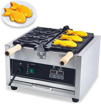 Electric Taiyaki Waffle Maker, Intelligent 3 Pcs Fish Type Waffle Machine, 110V Japanese Taiyaki Waffle Iron Machine Professional Commercial Waffle Maker for Restaurant Non-Stick Teflon Coating