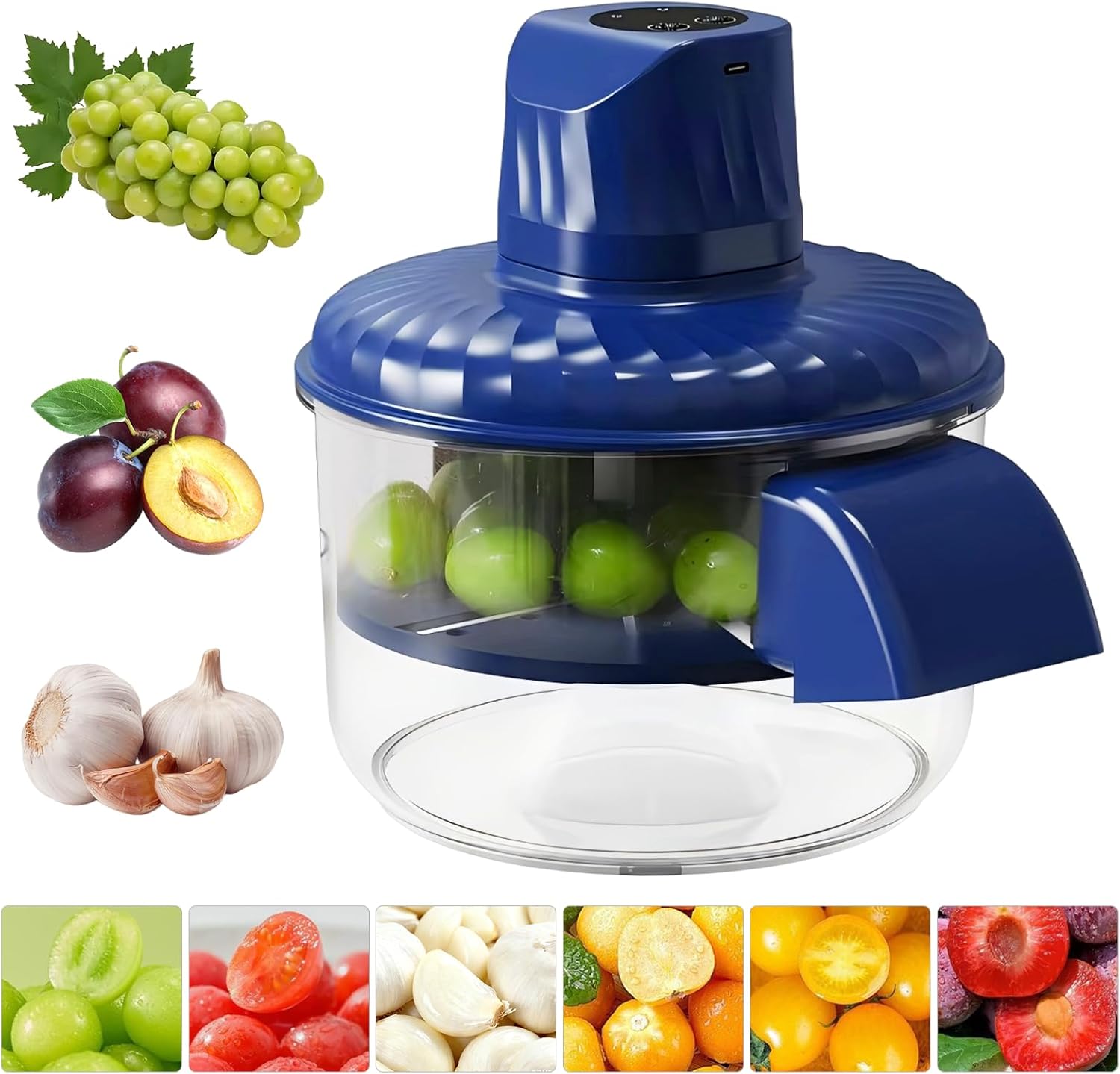 Electric Automatic Grape Peeling Machine,USB-C Charging,One-Button Garlic Peeler,Suitable for Small Fruits Such as Grapes, Garlic, Jujube, Etc.