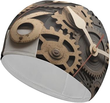 Gear Clock Swim Cap for Women Men Swimming Hat Bath Waterproof Pool Caps for Long Thick Curly Hair