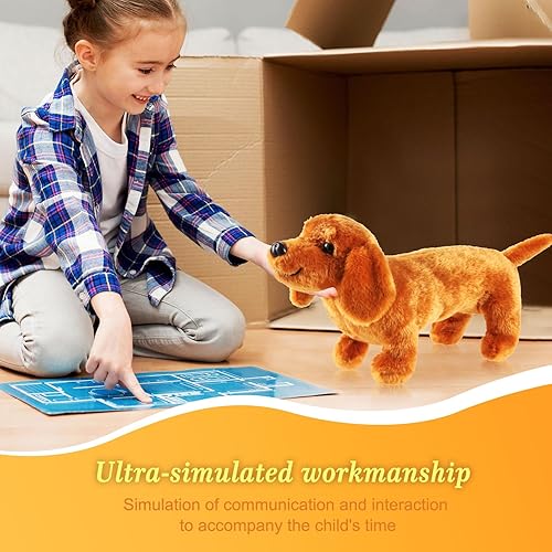 Miniatura 3 de Peluche de perro salchicha de peluche suave con pompón 3D para niñas, regalo de cumpleaños, Navidad, hora de acostarse, reposo, silla, decoración