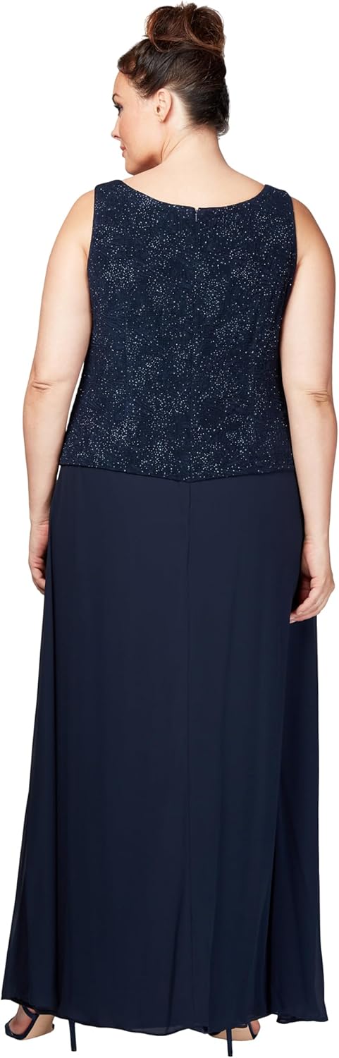 Alex Evenings Womens Long Dress with Mandarin Neckline Jacket - Image 5