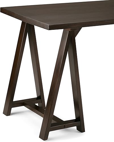 Miniatura 200 de SIMPLIHOME Sawhorse - Mesita de noche de madera maciza de 24 pulgadas de ancho, moderna, industrial, color gris envejecido, para sala de estar y