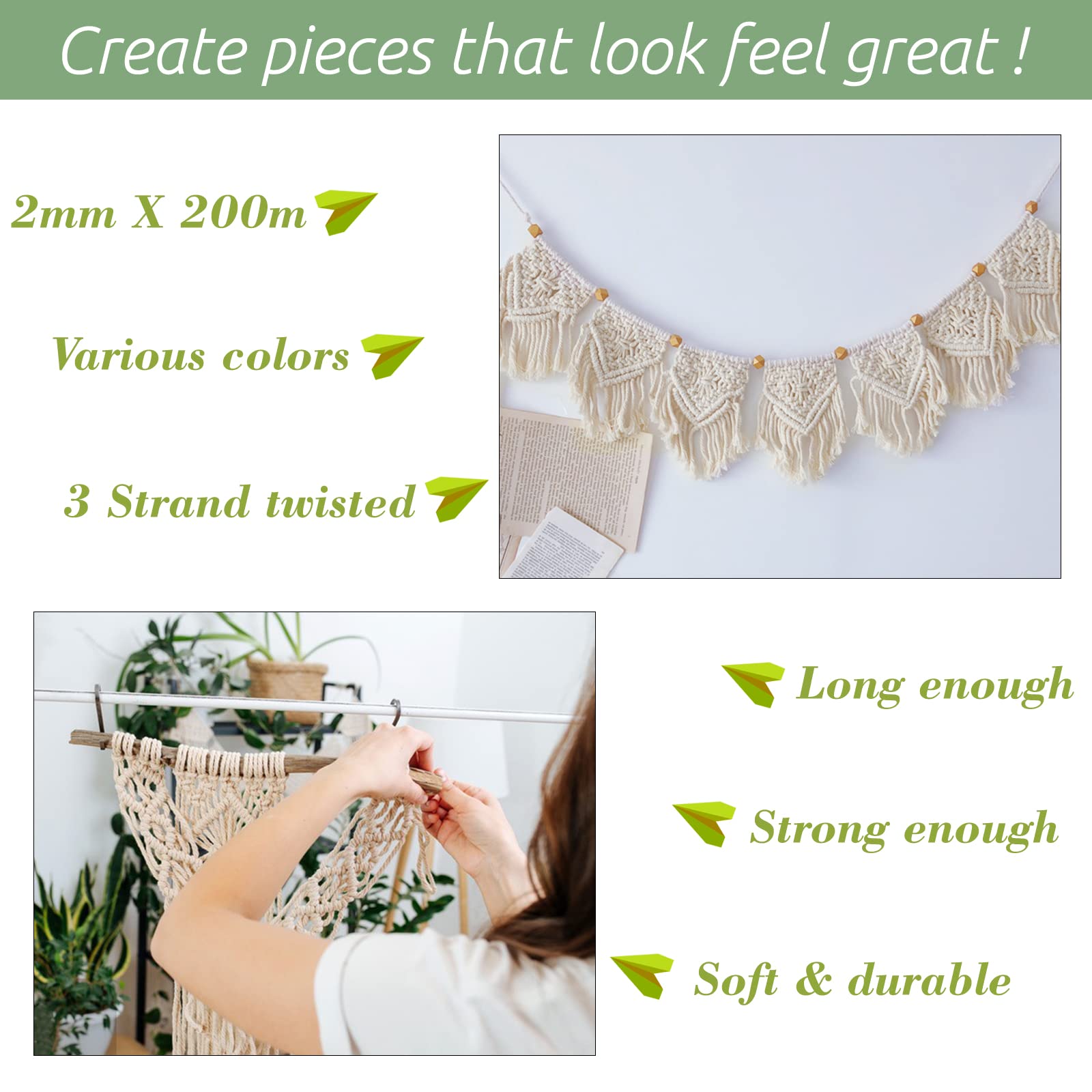 Corda Macram&egrave; Cotone 2mm X 100m - Filo Per Borse, Arazzi, Decorazioni Fai Da Te, Colore Rosso