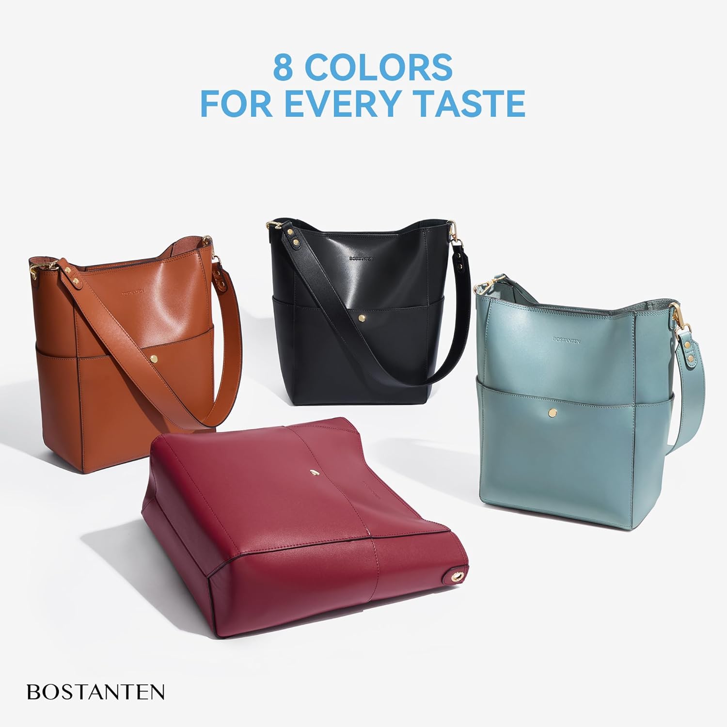 BOSTANTEN Women's Leather Designer Handbags Tote Purses Shoulder Bucket Bags - Image 6