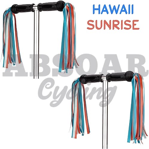 Miniatura 10 de Coloridas serpentinas de bicicleta para niñas y niños, cinta de borla, manillar, scooter, serpentina, 2 pares, 18 bandas 2 arcoiris,2 caramelos