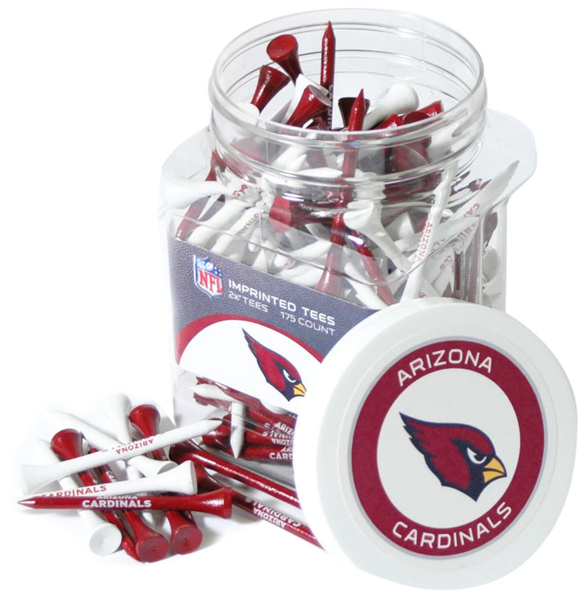 Team Golf The Jar includes 175 multi-colored 2-3/4" regulation tees with team imprint. Includes screw on lid, with team labels on the front and top. A great way to tee up your next ball. All
