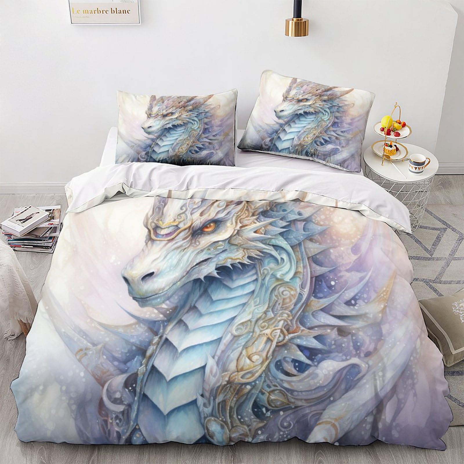 Opsrey Dragon-1 Dragon Luxe Duvet Cover Set Hidden Zipper Dragon King Quilt Cover Set With Pillowcases Bedding Set Soft Microfiber Comforter Cover Various Sizes For Kids Adults King（220X240cm）
