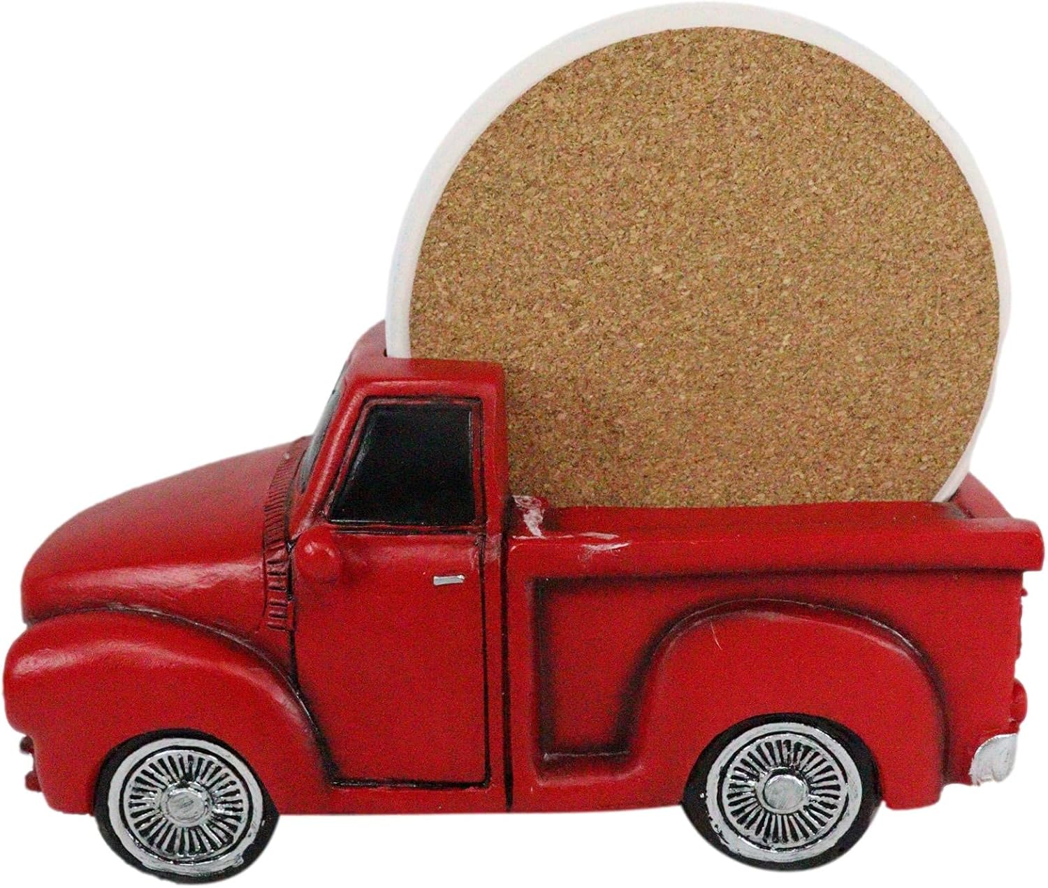 Ebros Vintage Classic Old Fashioned Red Pickup Truck Hauling Road Trip Route 66 Decal Coasters Figurine Set 6.5" Long Kitchen Table Bar Countertop Furniture Surface Protector Decorative Accent
