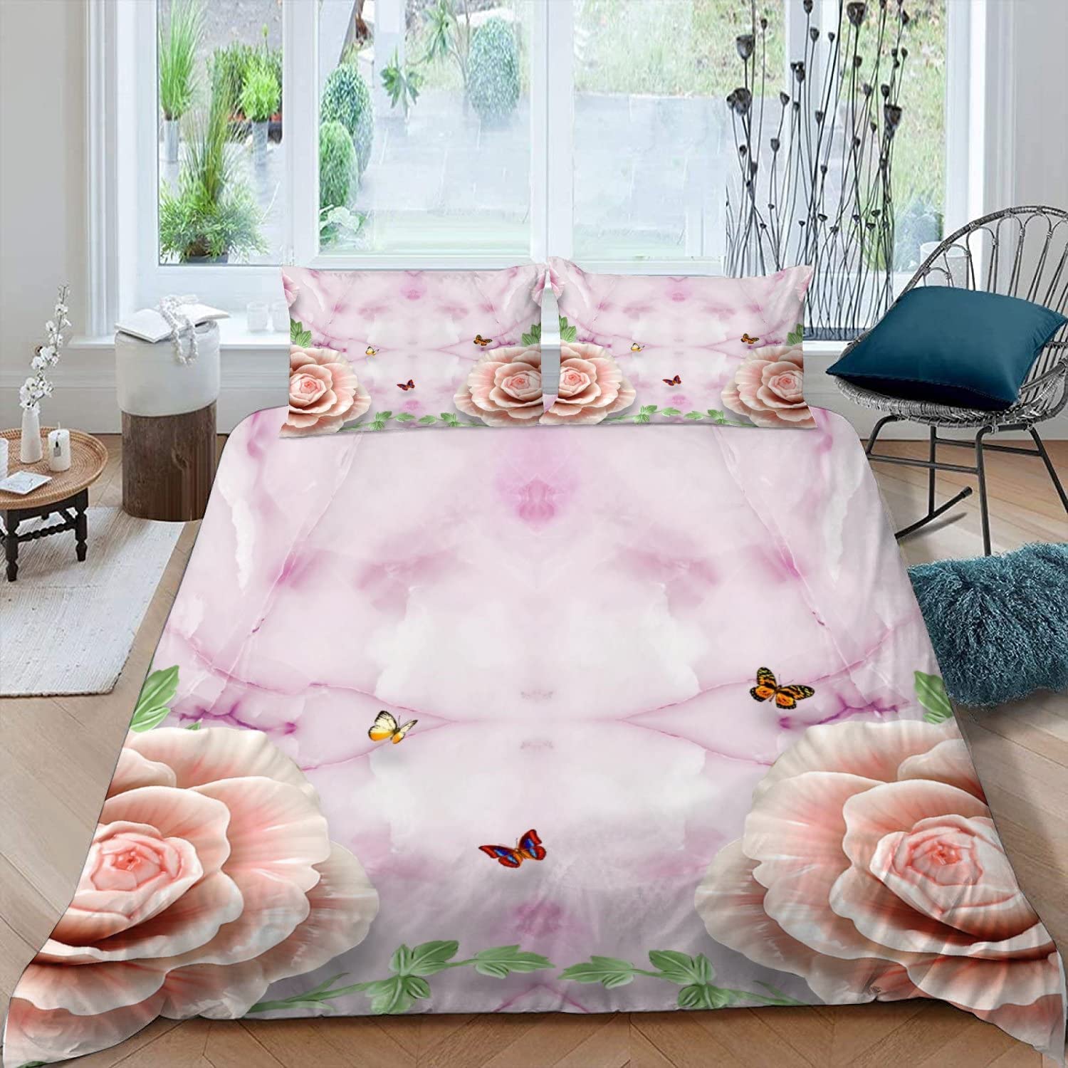 Housse de couette 220x240 rose pour une chambre cocooning en hiver
