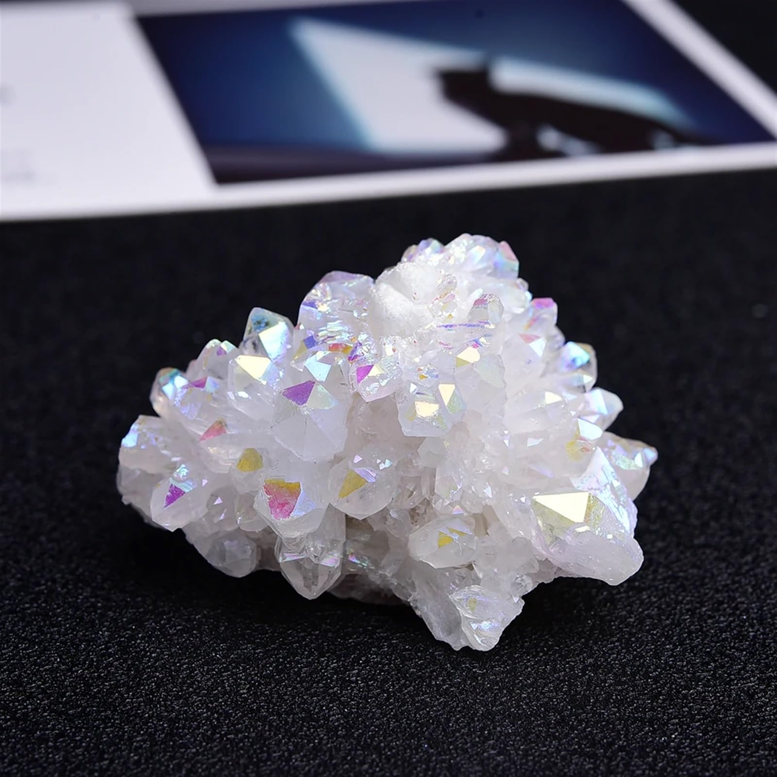 KJEBVHIRS Crystal Minerals Rough Electroplated Aura Crystal Cluster Wand Points Clear Quartz for Home Decoration Ornaments (Size : 250-300g)