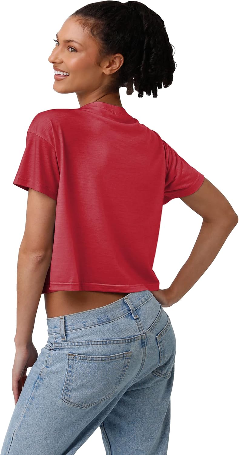 FOCO Womens NFL Team Logo Ladies Fashion Solid Big Logo Crop Top Shirt - Image 2