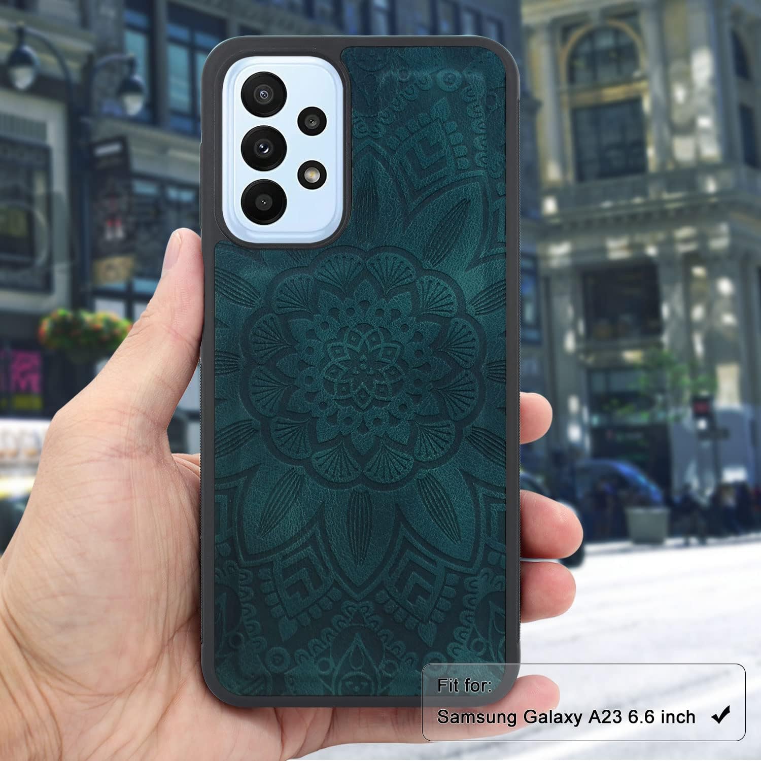 Harryshell Compatible with Samsung Galaxy A23 4G / 5G Wallet Case with Detachable Magnetic Phone Cover Zipper Cash Pocket Multi Card Slots Holder Wrist Strap Lanyard (Floral Teal)