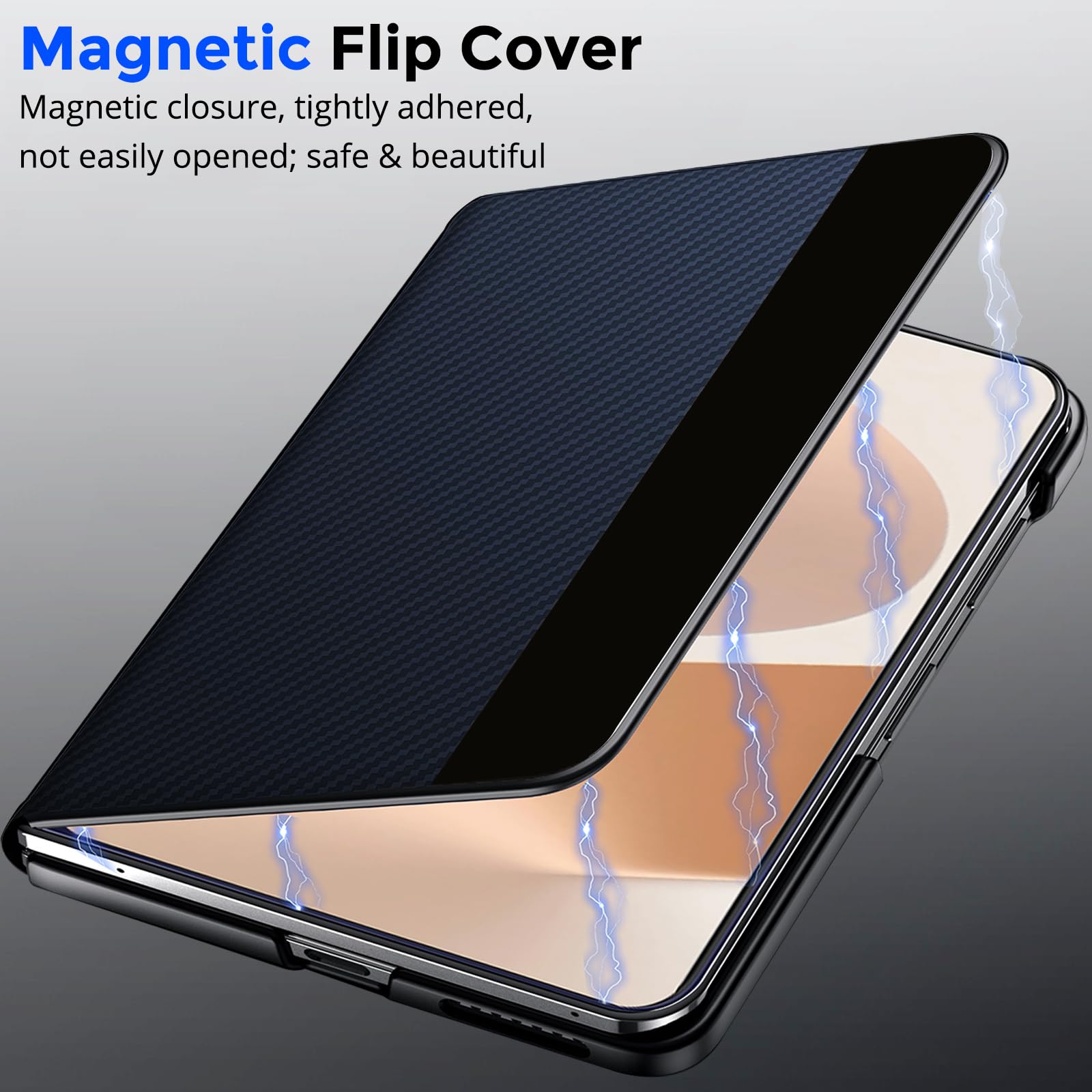 Custodia a libro per Samsung Galaxy Z Fold 8 (larga), con anello magnetico nascosto, [compatibile Magsafe] con slot per carte di credito integrato, chiusura magnetica, custodia a libro in pelle