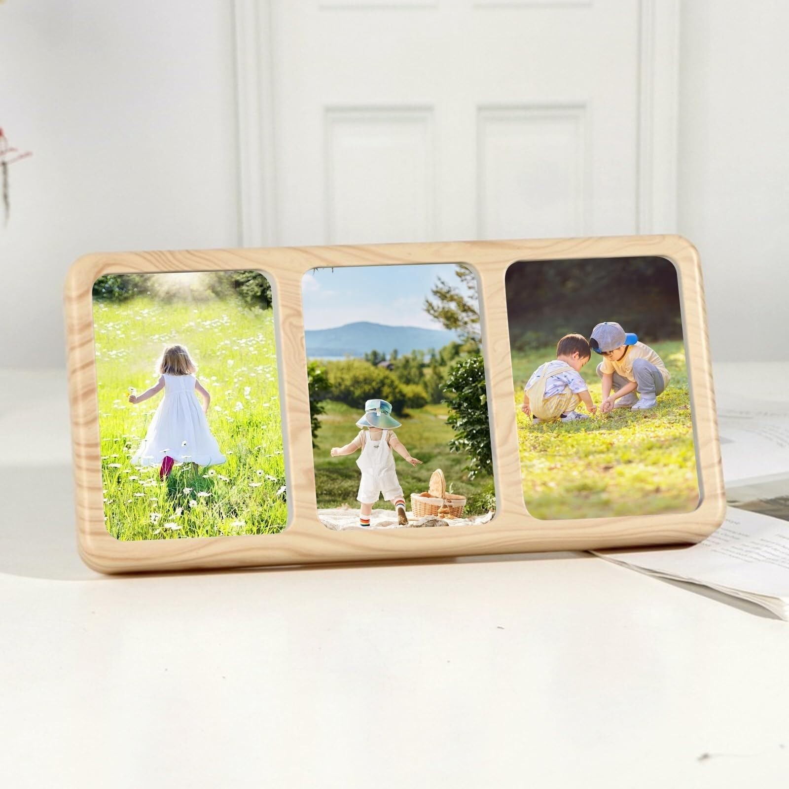 Cadre photo mariage collage blanc en PVC et verre pour couloir