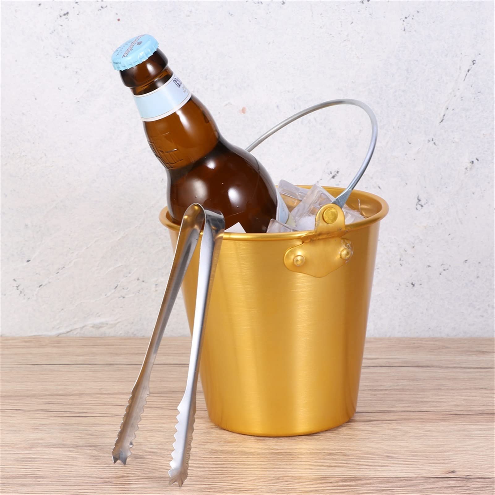 TOMYEUS Eiskübel 1,25L Aluminiumlegierungsleiste EIS Eimer Eiswürfel Container Champagner Eimer Wein Bierkühler mit Eiszangen KTV Clubbar-Lieferungen. Weinkühler & Sektkühler (Color : C)