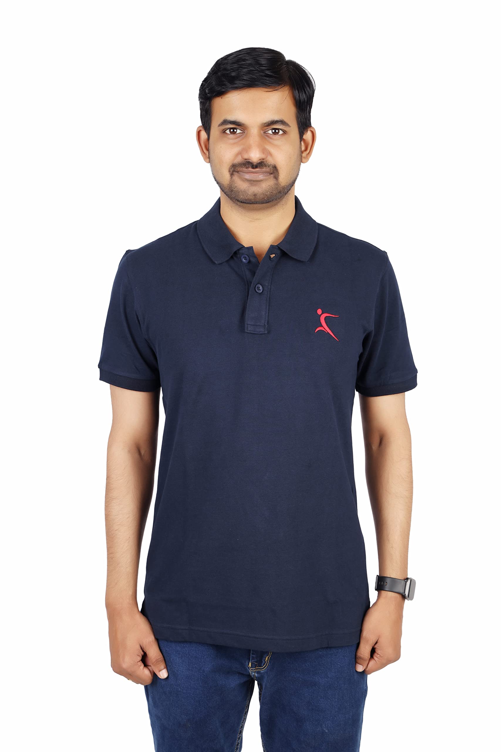 BWise® Mens Polo T Shirt with Lycra® Brand Technology (XXL, Navy Blue)