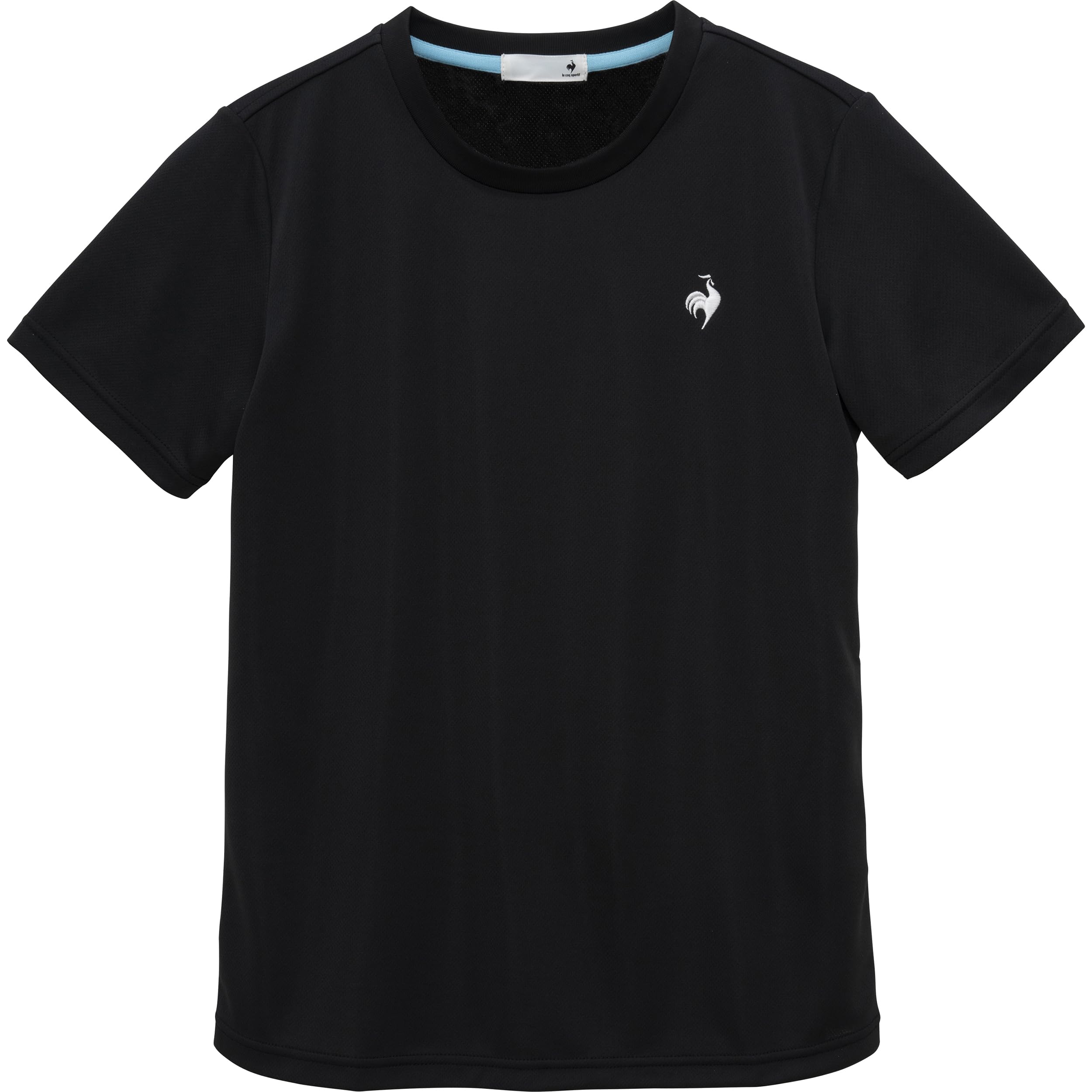 ルコックスポルティフのレディース半袖Tシャツ、ワンポイントロゴとメッシュ部分が特徴的なデザイン