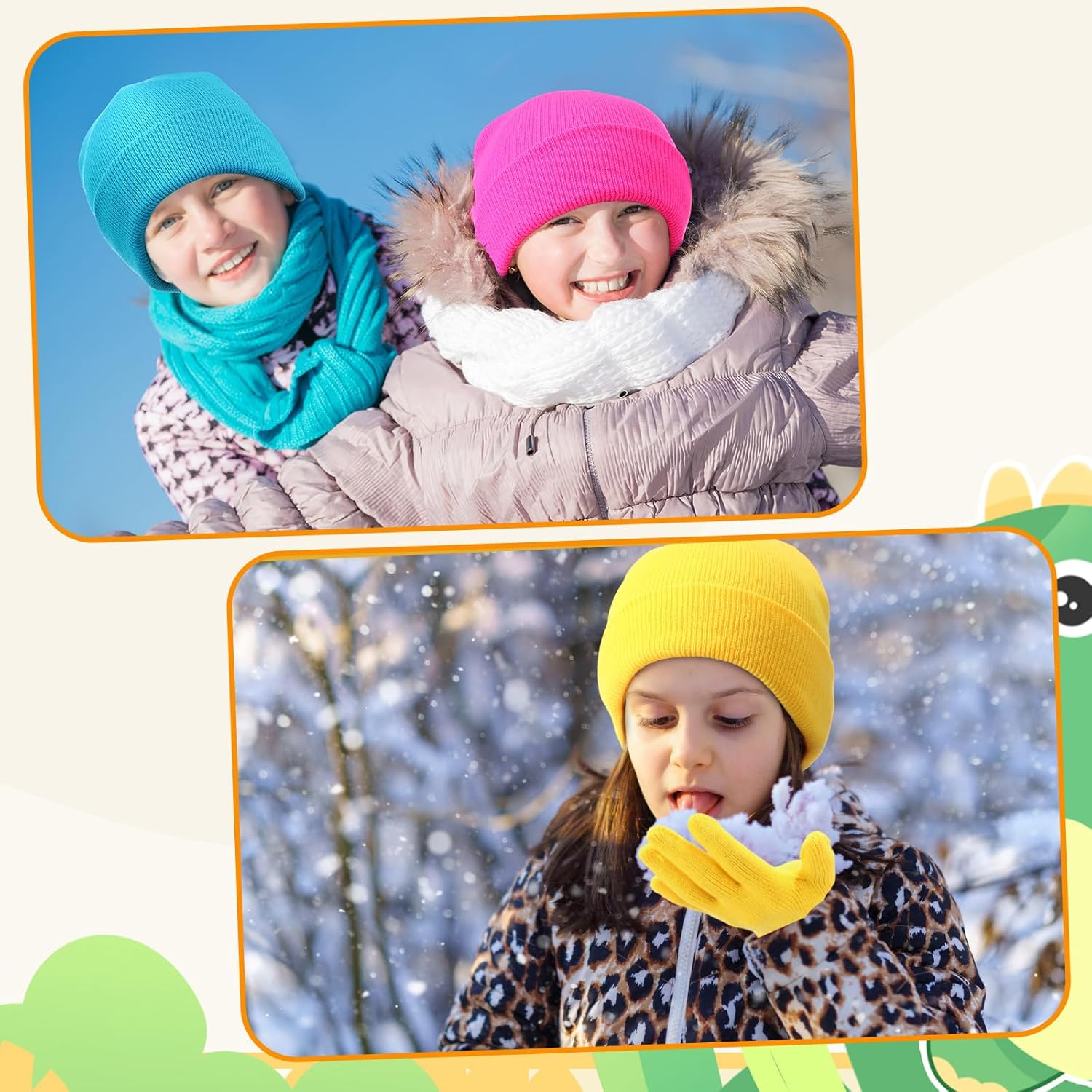 Toulite 100 Pcs Kids Winter Hats and Gloves Sets Bulk Beanie Gloves for Children School Donation Wholesale (Light Colors) - Image 4