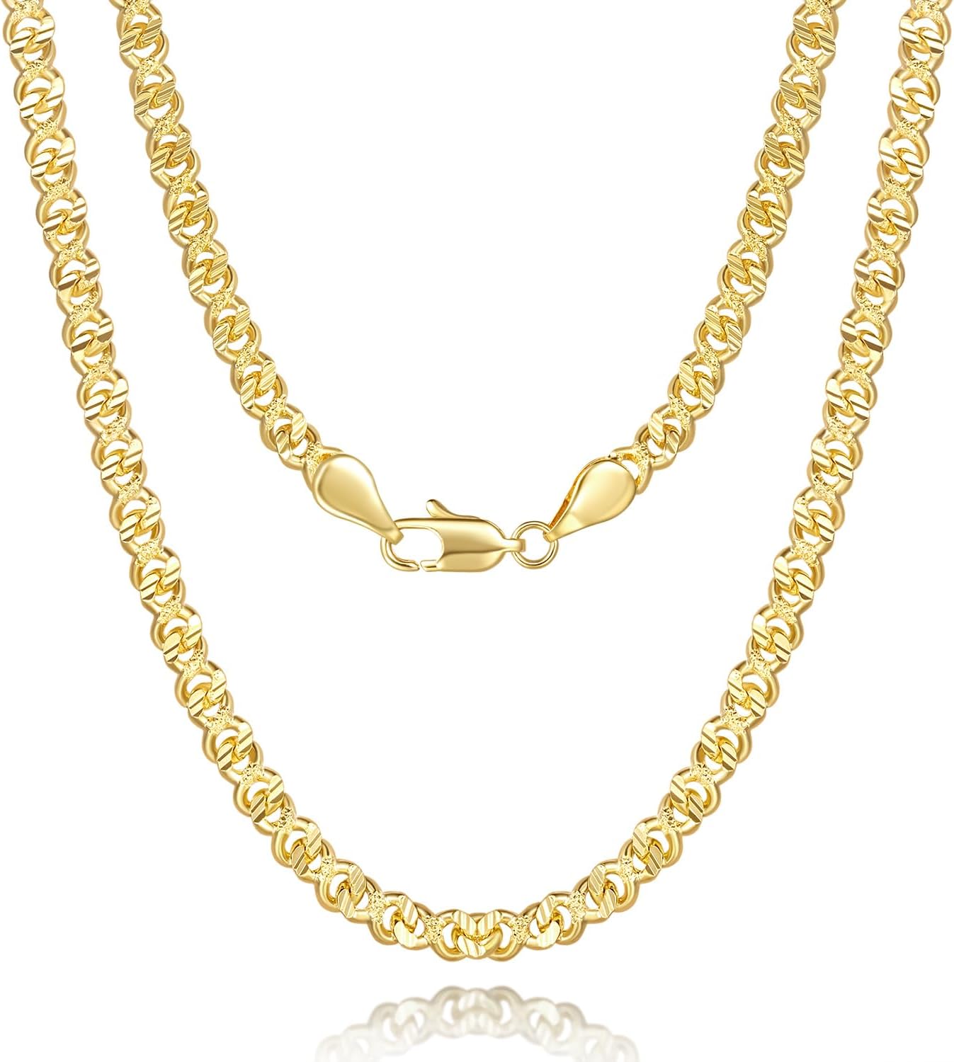 14K Gold Necklaces for Women Gold Necklace for Women Diamond-Cut Cuban Link Chain for Womens Cuban Link Chain for Men Traditional Artistry with Modern Flair Chunky Necklace Chains for Womens