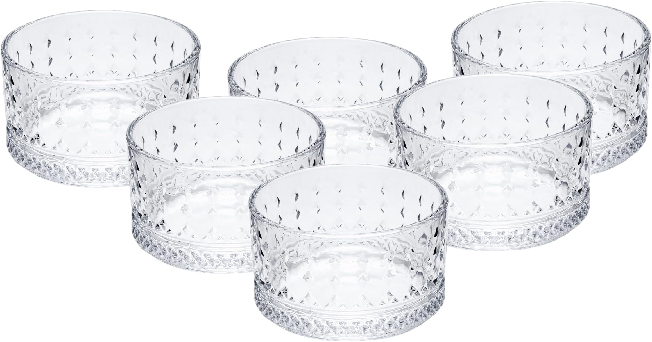 Glass Dessert Bowl Set – 220 ml Transparent Clear Serving Bowls for Desserts, Ice Cream, Fruits & Snacks (Set of 6)