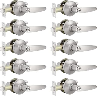 Probrico Bed/Bath Room Door Lever Handles in Satin Nickel Wholesale Privacy Door Lever Locks (10Pack)