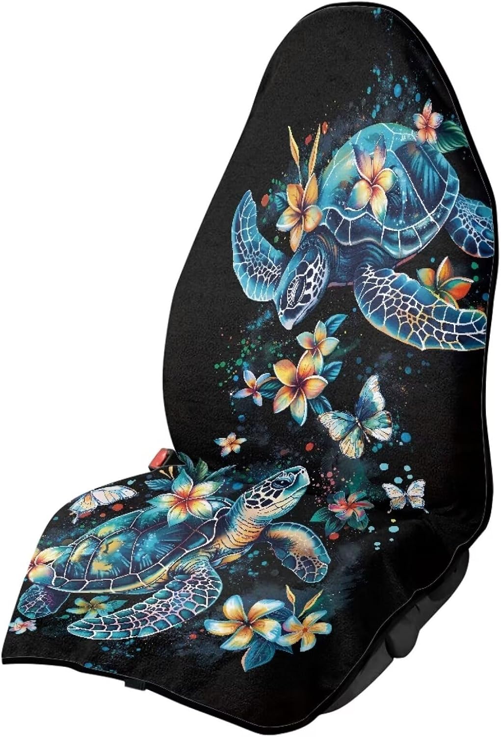 Floral Sea Turtle Sweat Towel Car Seat Cover for Gym Running Athletes Boho Car Seat Cover Protector Front Seats Only Non-Slip Soft Comfortable Sweat Covers for Most Car SUVs Truck