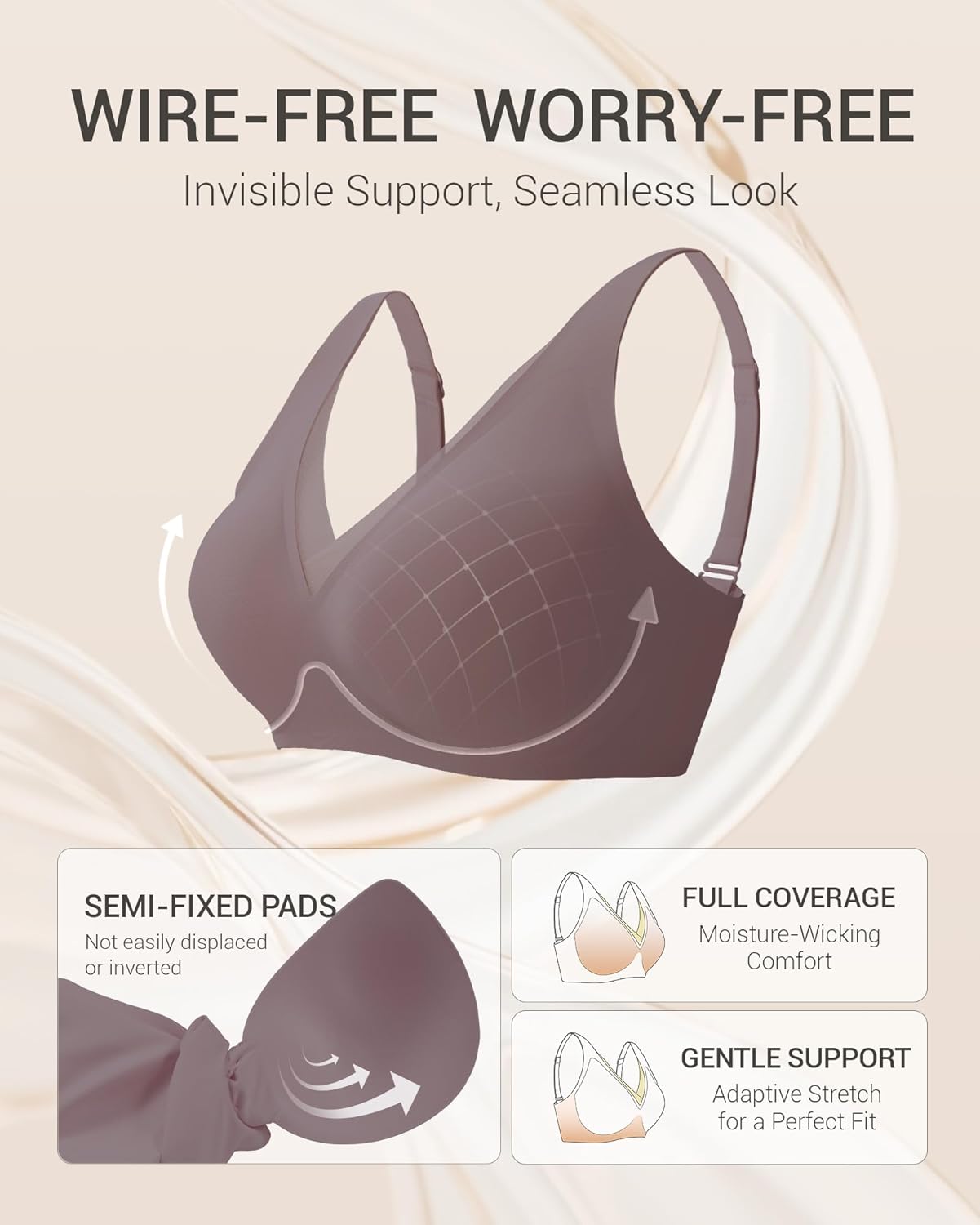 Gailife Deep V Jelly Bras for Women No Underwire Wireless Seamless Push Up Bra Comfort Support Plunge Bralette Full Coverage - Image 5