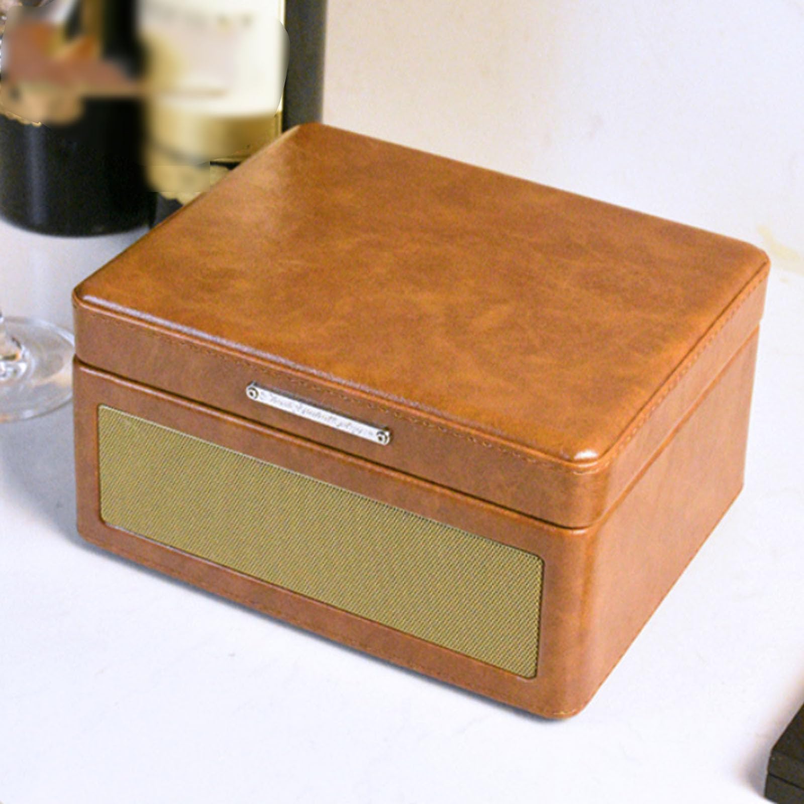 Lettore CD retrò, Lettore CD Portatile con Controllo A Manopola, 2 Altoparlanti Integrati, Supporta CD/chiavetta USB/Scheda Tf, Riproduzione Multimodale, per Ascoltare La Brown