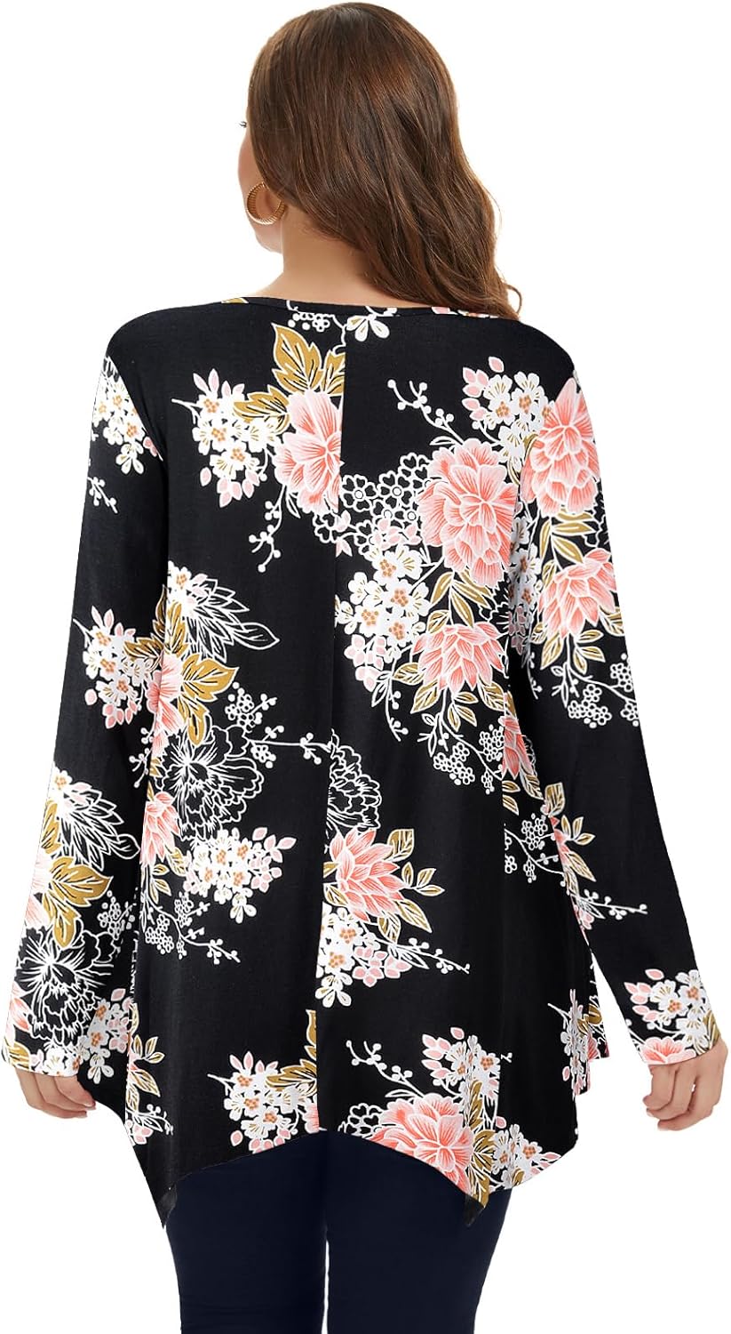 LARACE Womens Long Sleeve Flattering Comfy Tunic Loose Fit Flowy Top - Image 3