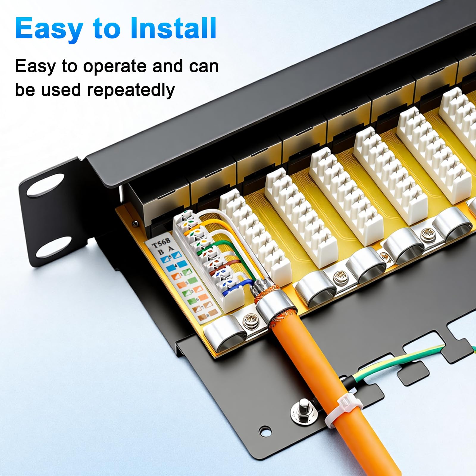 CAT 7 Patchpanel Verteilerfeld 24 Port, Geschirmtes LAN Netzwerk Patchpanel RJ45 mit LSA Leiste, 10Gbps Patchpanel 19 Zoll für Cat7/6A/6 Verlegekabel