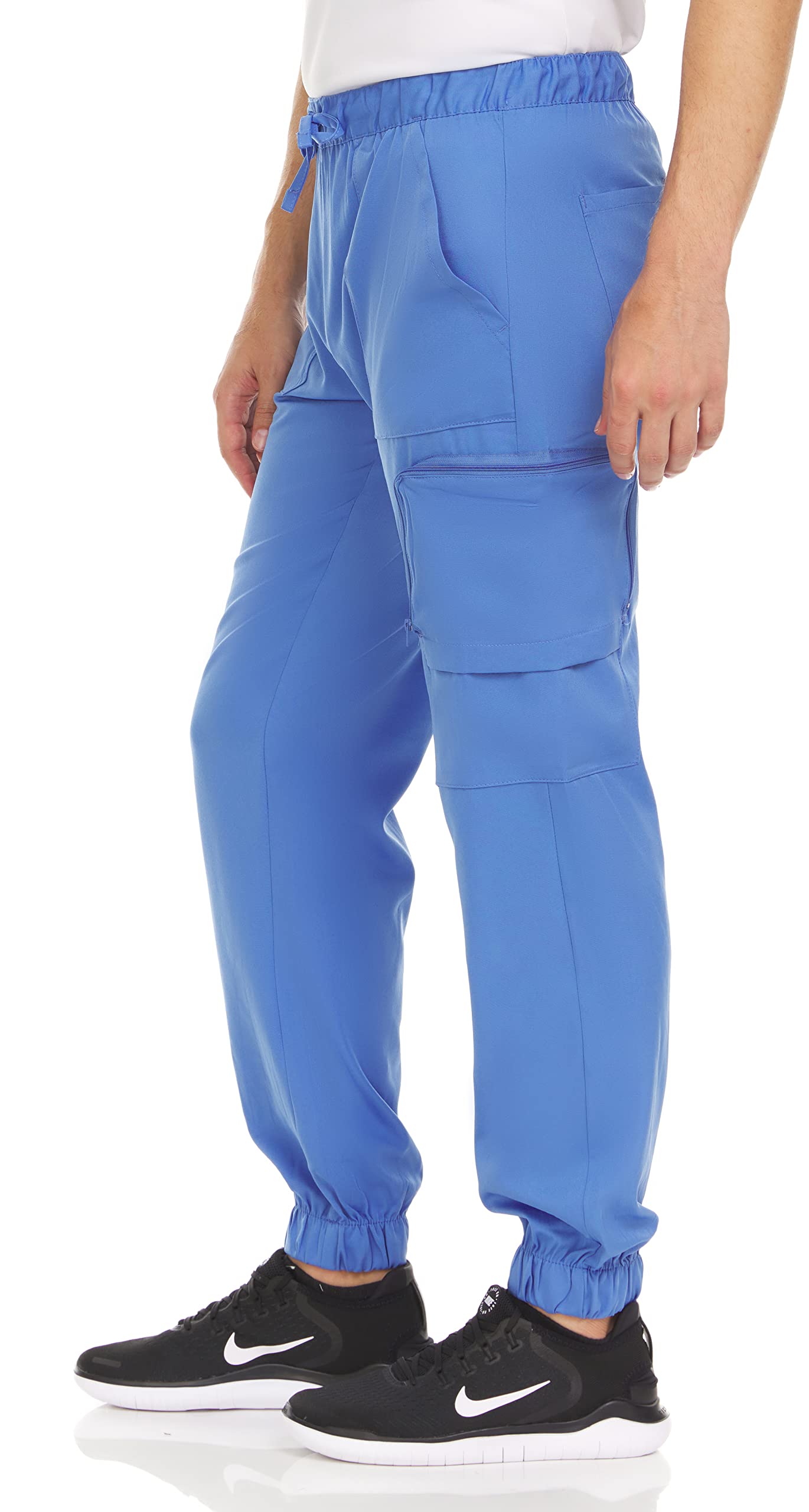 MediChic Men's Scrubs Joggers Pants with 6 Pockets and Elastic Ankle Cuffs in 5 Colors Ceil