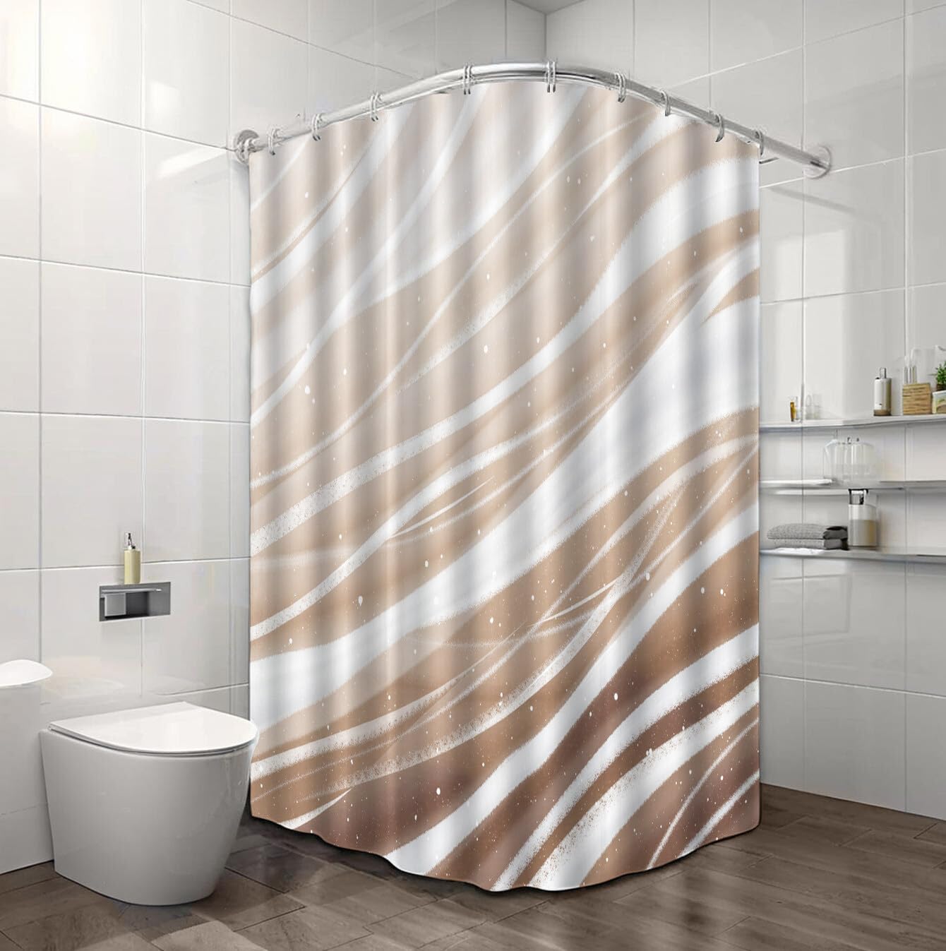 Rideau De Douche Traits De Pinceau Illustration Abstraite Tissu Imperméable Lavable avec Crochets Anti Moisissure en Polyester Rideau Douche pour Salle De Bain
