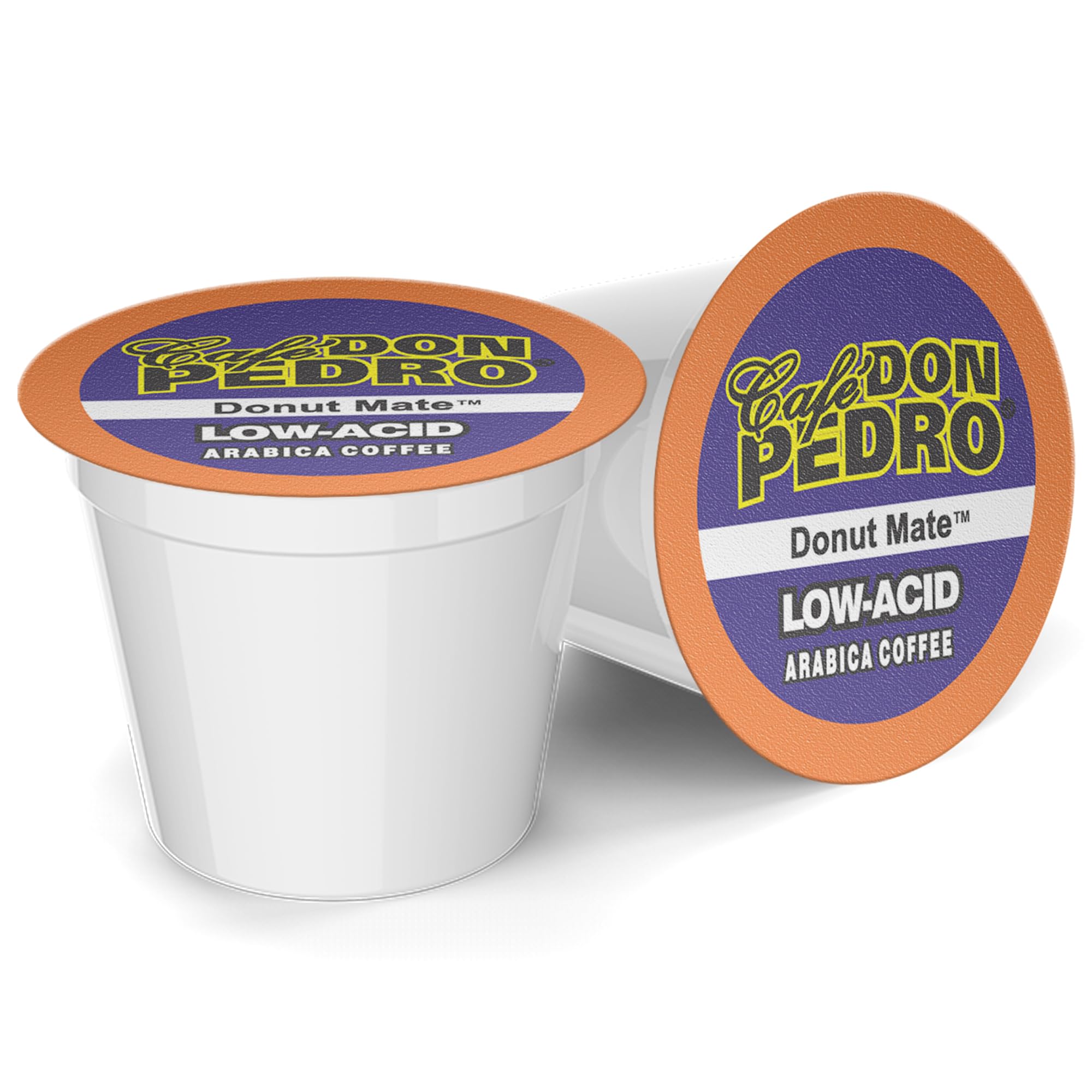 Cafe Don Pedro Donut Mate - Low Acid Coffee K Cups for Sensitive Stomach, 100% Natural Arabica, Light & Medium-Light Roast, Improved Pods - No More