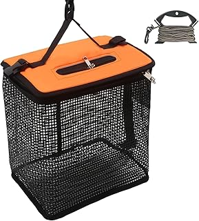 Secure Fishing Bait Cage - Lobster Fishing Storage Basket, Live Bait Holding Basket | colapsibles Floating Fish Trap Enthusiasts Storage Basket, Mesh Fish Storage Container for Crab, Shrimp, Lobster
