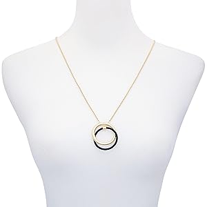 Amazon.com: Vince Camuto Two Tone Long Black Circle Pendant
