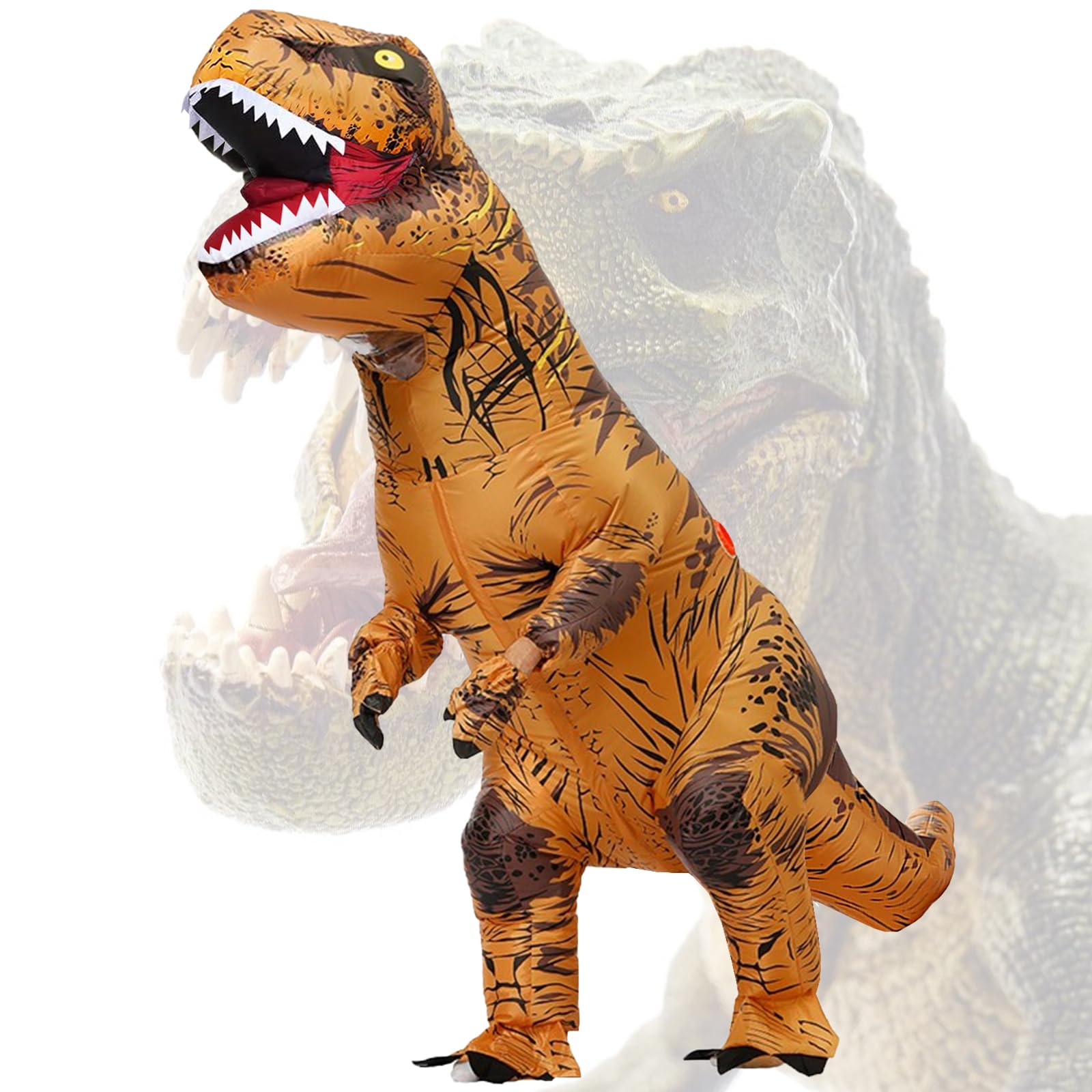 PARAYOYO T Rex Costume Inflatable Dinosaur Adult T-rex Fancy Dress for Halloween Brown