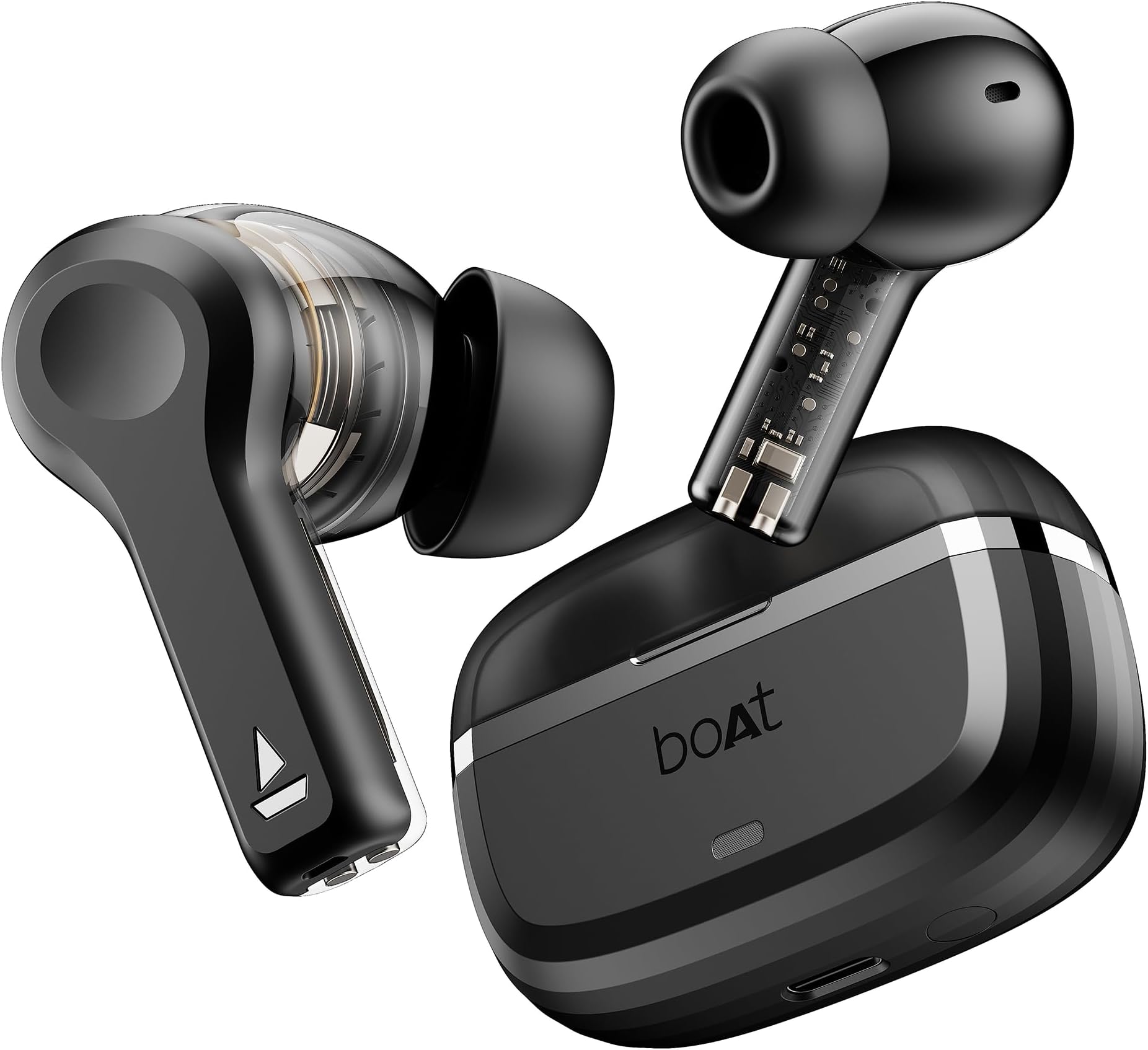 Nirvana Space, 360º Spatial Audio, Active Noise Cancellation (~32dB), 100Hrs Battery,4Mics ENx, Fast Charge, v5.3 Bluetooth Earbuds, TWS Ear Buds Wireless Earphones with mic (Cosmic Black)
